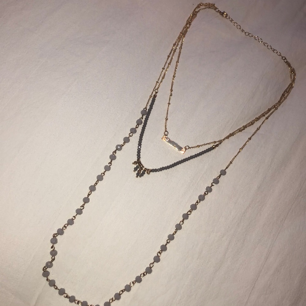 Long three-chain necklace